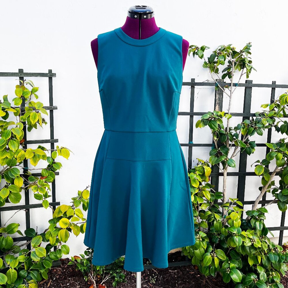 MADEWELL Anywhere Dress pine green‎ stretch a-line fit-&-flare skater - size 10